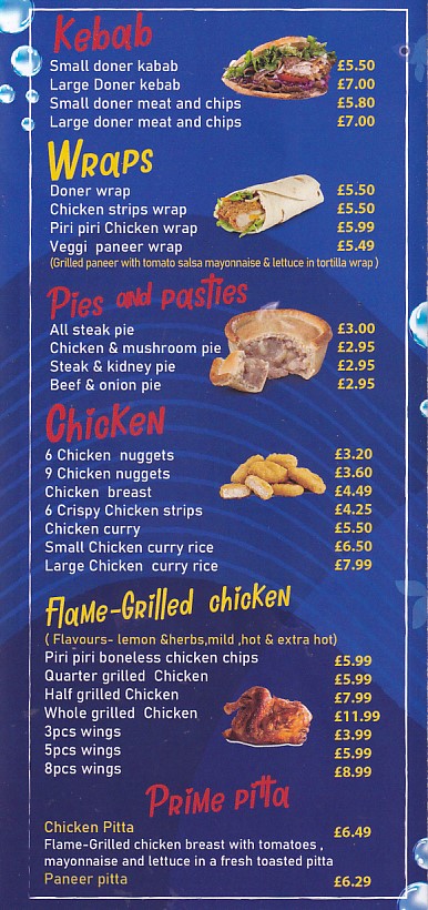 Menu of Mumis fish chips Neath