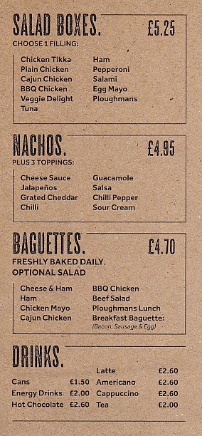 Menu of Spud Hut