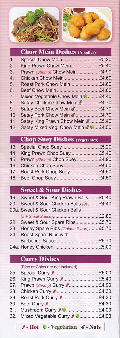 lotus Garden Chinese Tonna Neath Menu