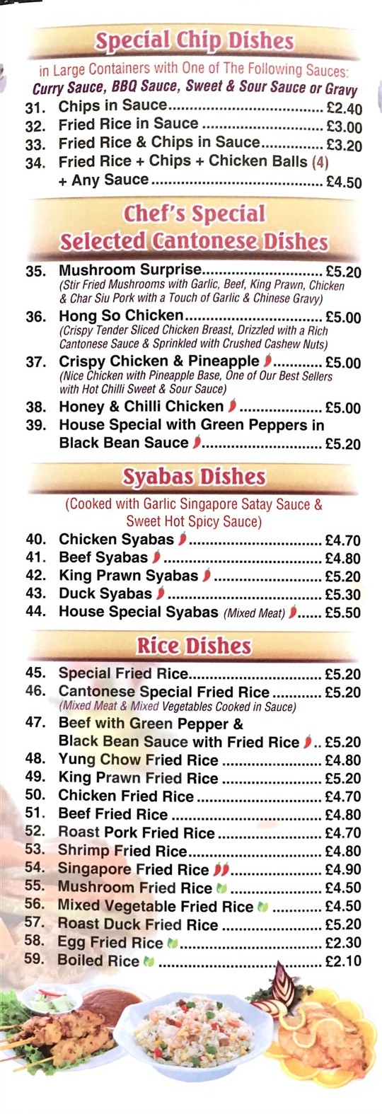 Tasty Chinese menu Port Talbot