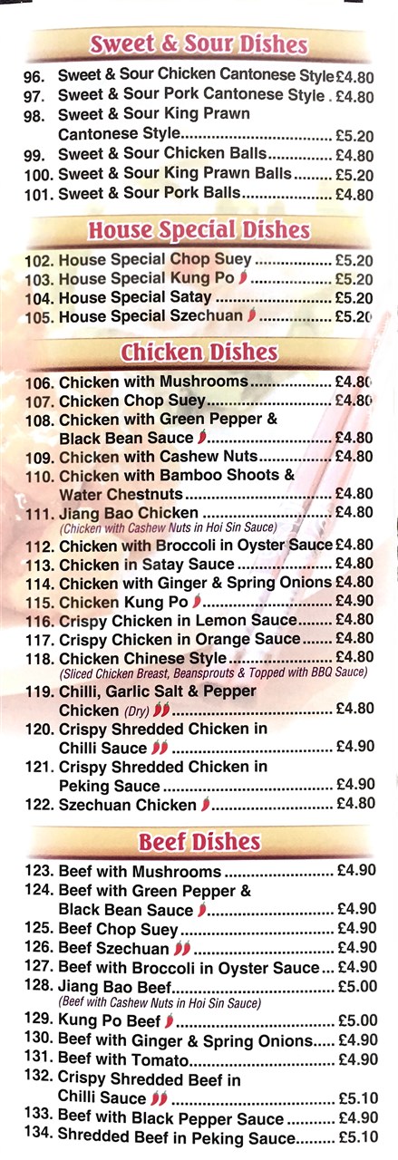 Tasty Chinese menu Port Talbot