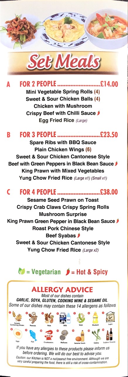 Tasty Chinese menu Port Talbot