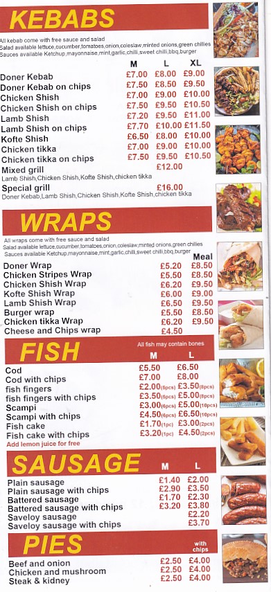 Menu of Fish  Mix  Taibach, Port Talbot