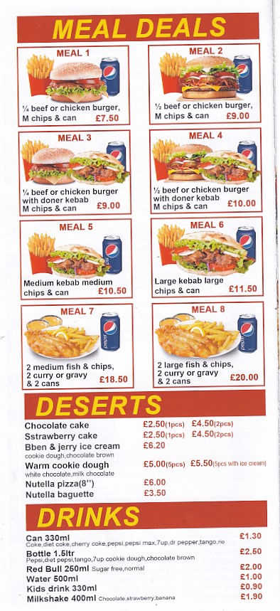 Menu of Fish  Mix Taibach, Port Talbot