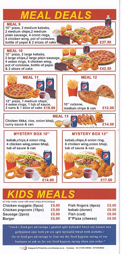 Menu of Fish  Mix  Taibach, Port Talbot